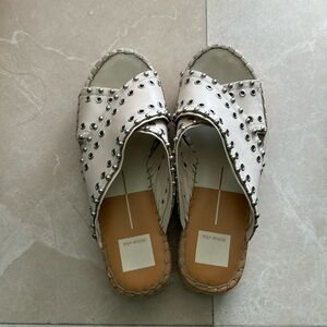 Dolce Vita sandals, beach slides, white with grommets